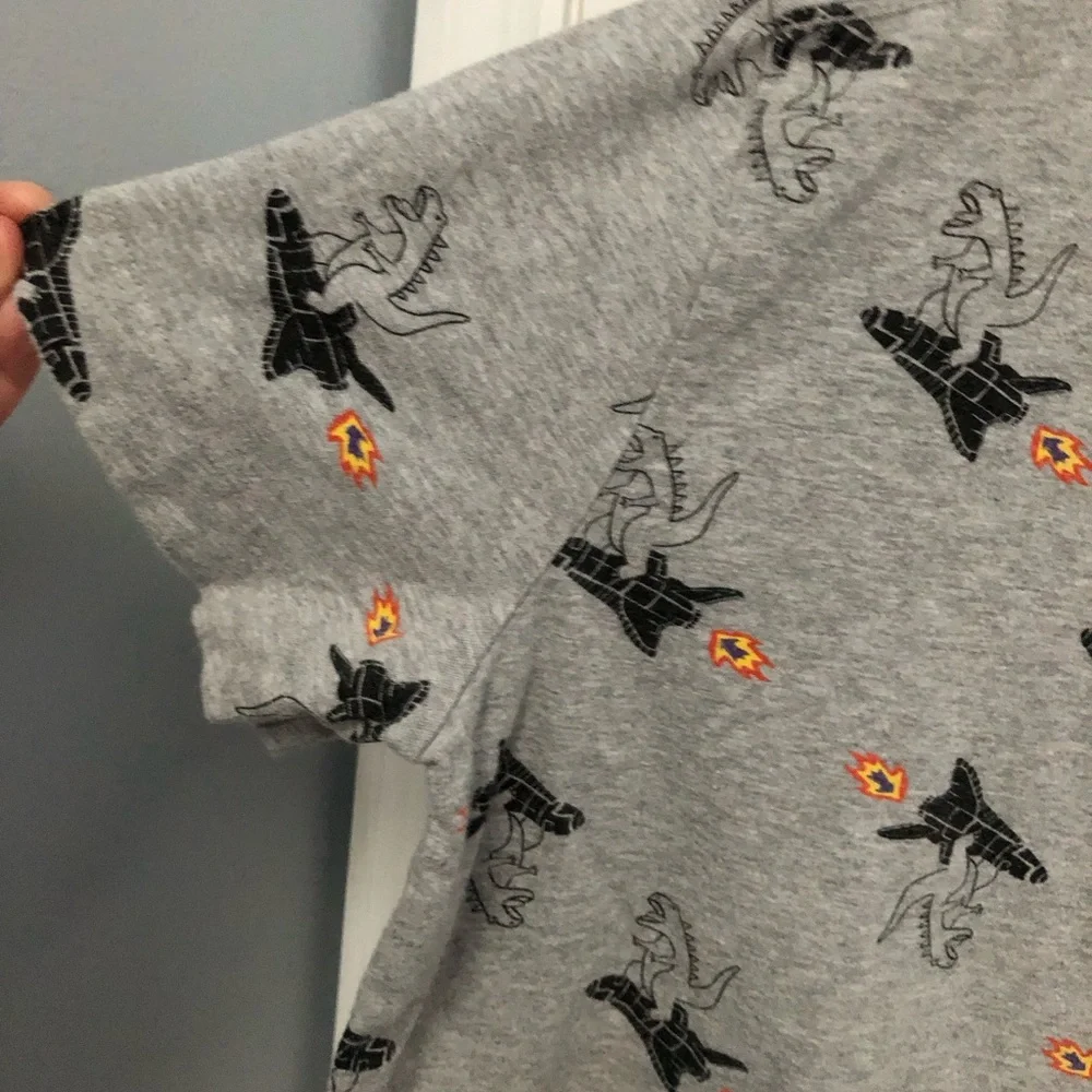 Hanna Andersson 120 boys sz 6 7 T-shirt Godzilla Spaceship Dino Cotton